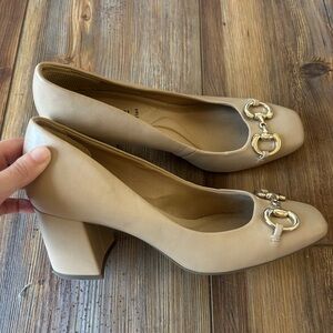Anne Klein Beige Block Heel Women's Shoes
